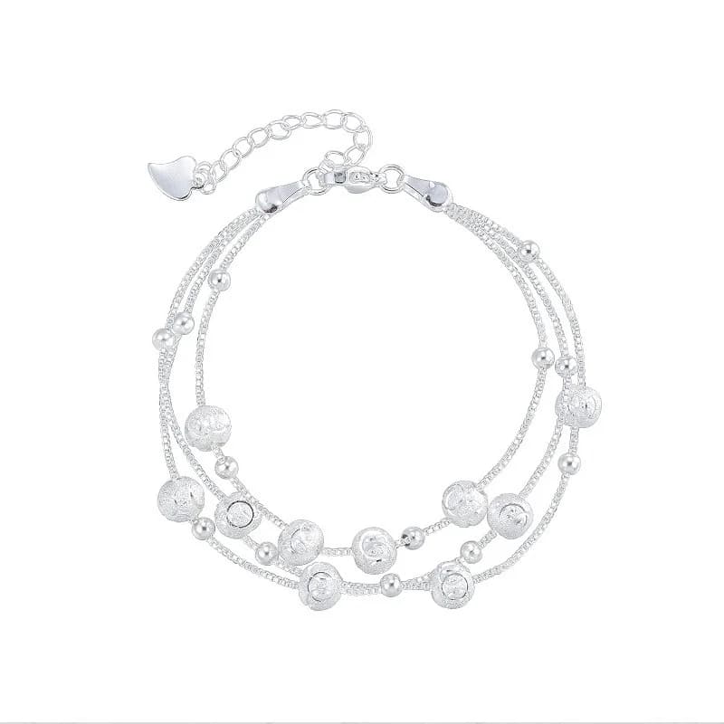 Three Lives Three Worlds Silver Plated Bracelet Women Qixi Festival Gift Girlfriend Ins Niche Design Multi-layer Best Beads